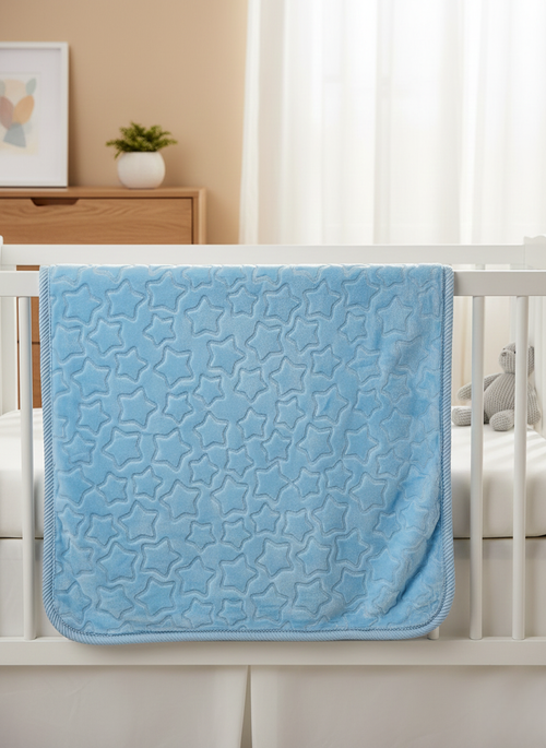 Cloud Soft Blue Star Baby Blanket - Premium Home Decor by Moraari