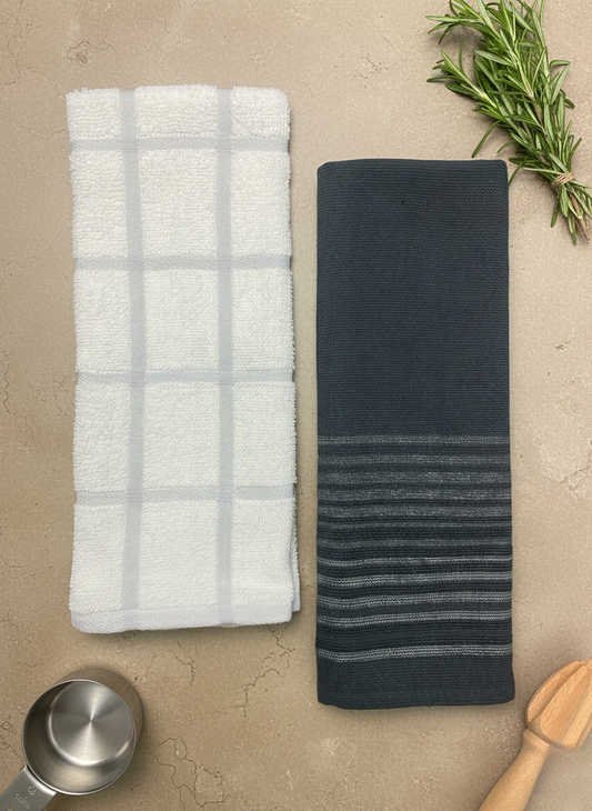 Arlo Grid & Linear Hand Towel - Set of 2