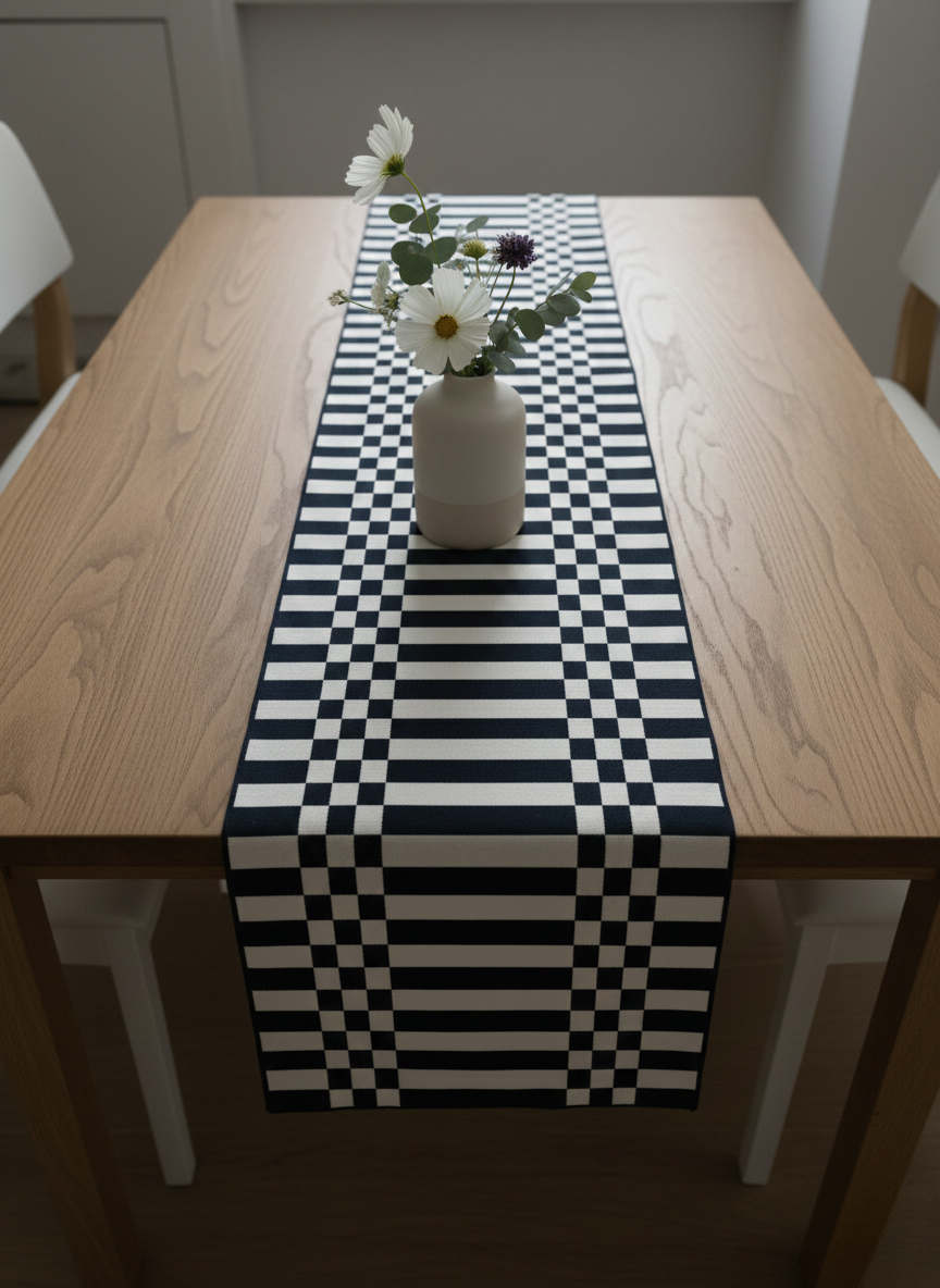 Checkerboard Cotton Table Runner - XL - Premium Home Decor by Moraari