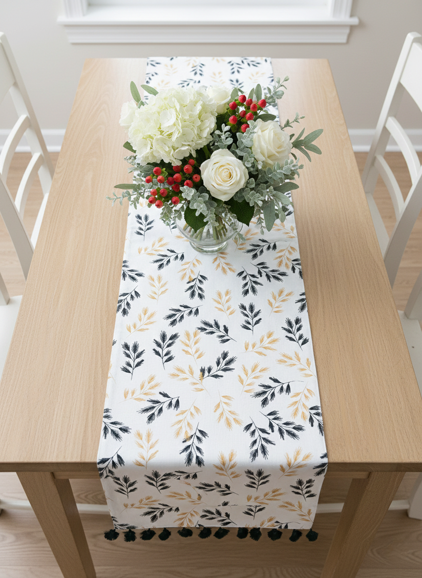 Onyx & Amber Sprig Table Runner - Premium Home Decor by Moraari