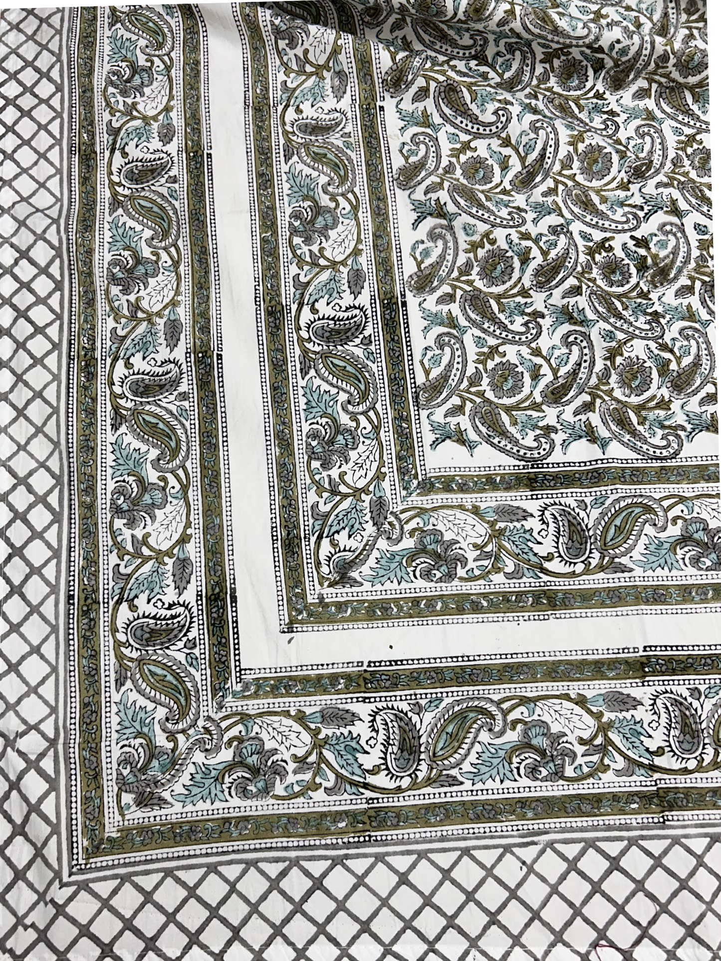 Olive Paisley Cotton Percale Bedsheet - Premium Home Decor by Moraari