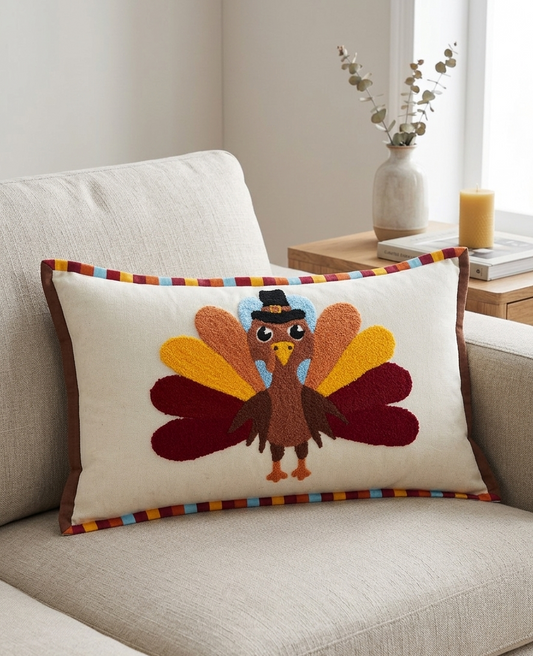 Autumnal Tufted Lumbar Cushion Cover front view