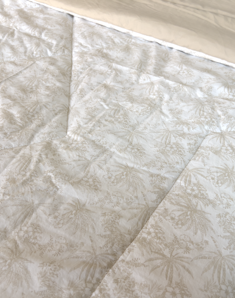 Beige Palm Reversible Quilt - King