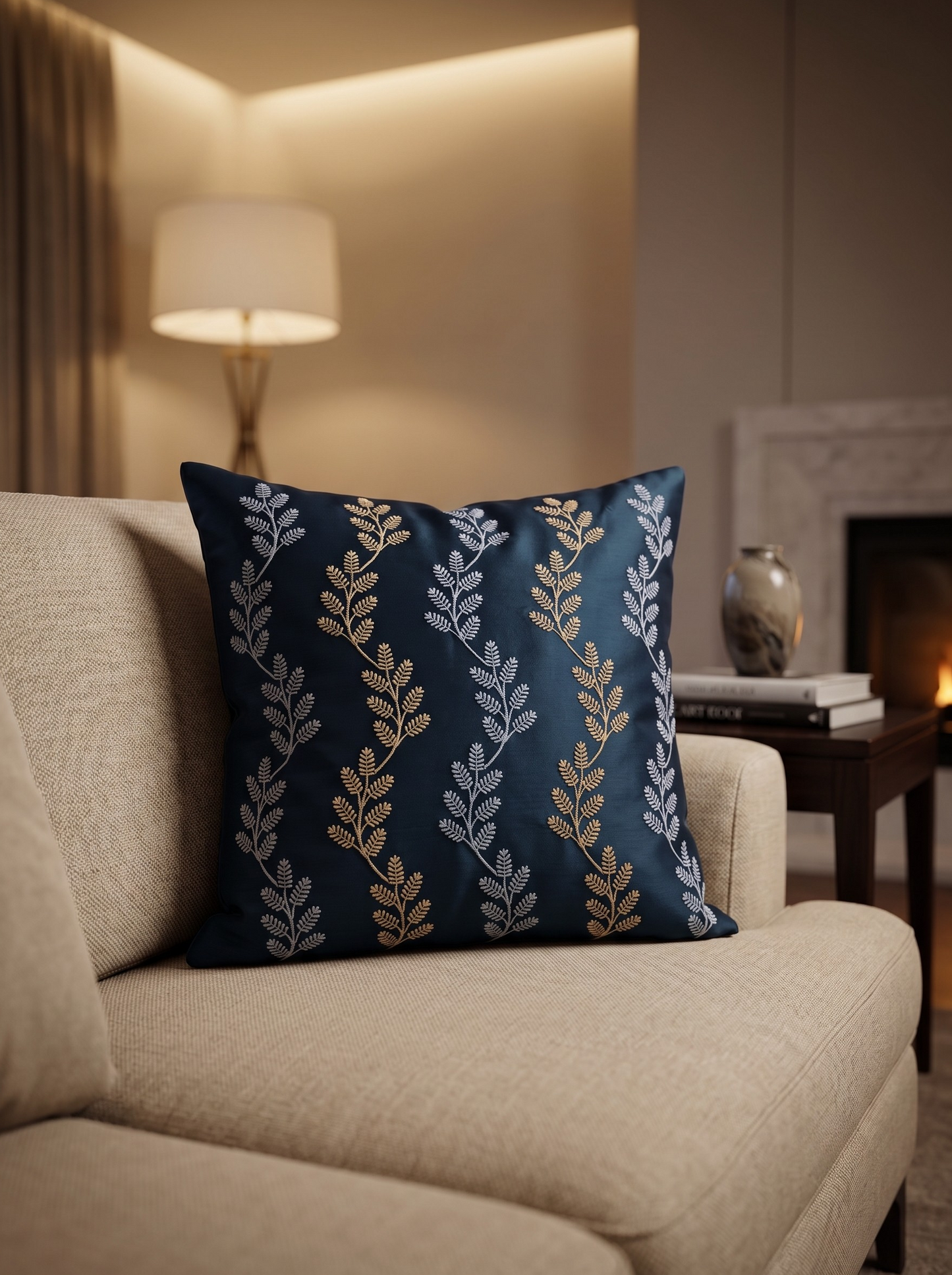 Indigo Ivy Cushion Cover - 16X16