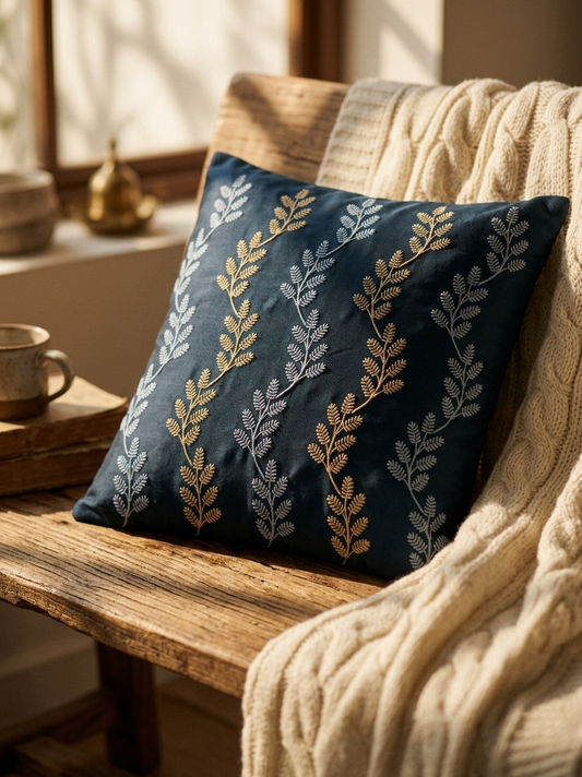 Indigo Ivy Cushion Cover - 16X16