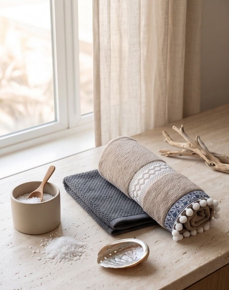 Bohemian Slate & Sand Hand Towel Set