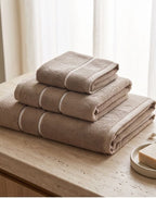 Taupe Stripe Towel Set - 1 Bath, 1 Hand, 1 Face