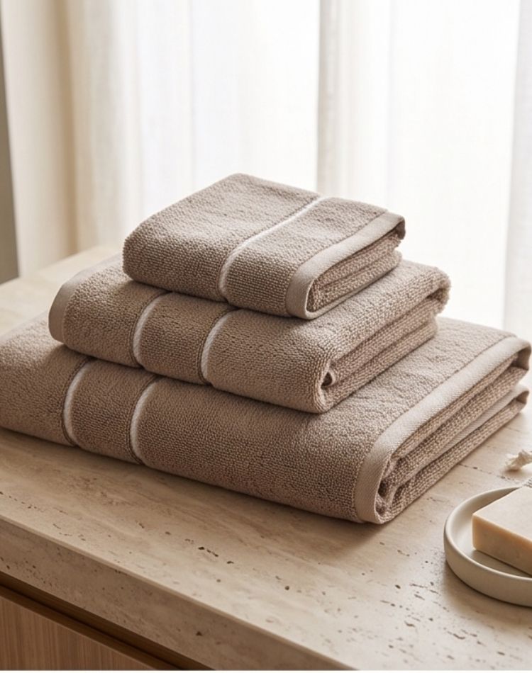 Taupe Stripe Towel Set - 1 Bath, 1 Hand, 1 Face