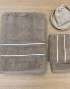Taupe Stripe Towel Set - 1 Bath, 1 Hand, 1 Face