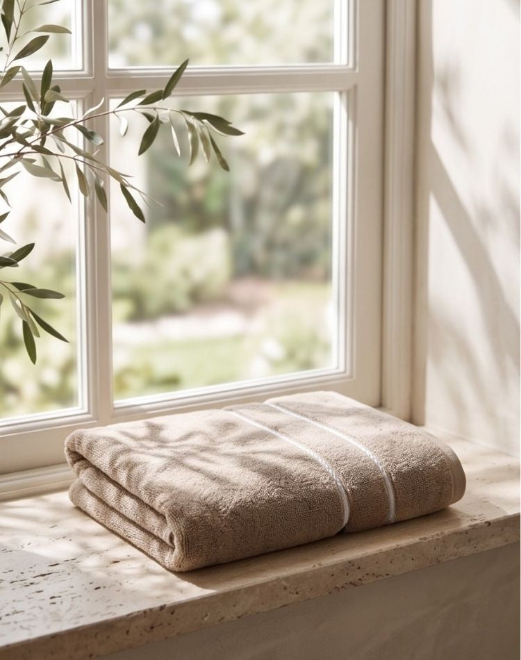 Taupe Stripe Towel Set - 1 Bath, 1 Hand, 1 Face