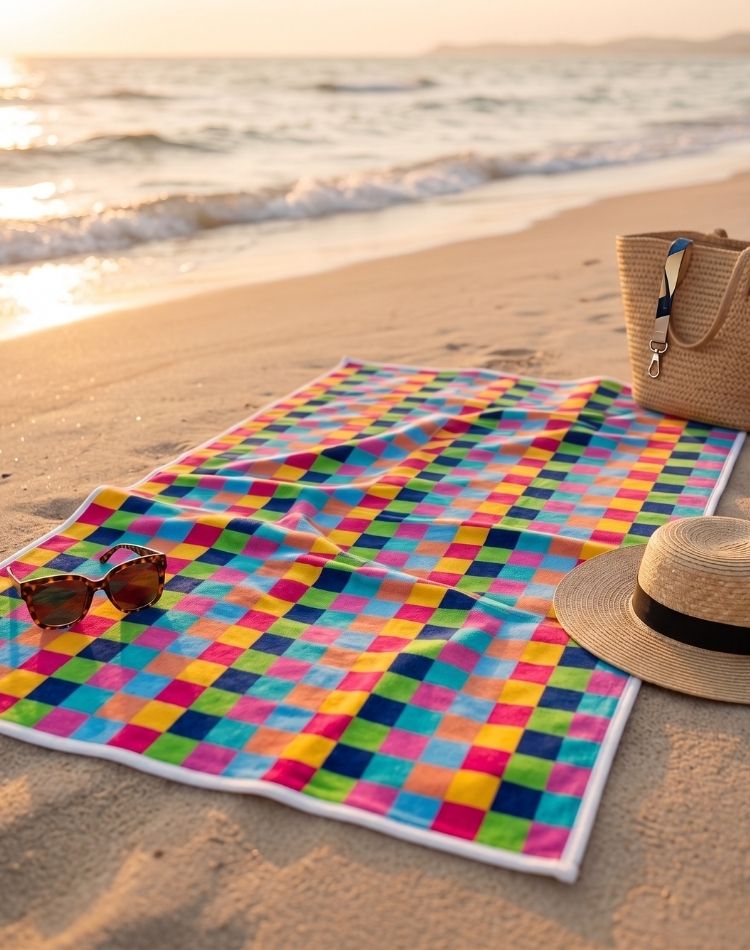 Cabana_Check_Beach_Towel FRONT VIEW