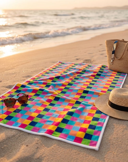 Cabana_Check_Beach_Towel FRONT VIEW