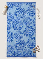 Cerulean_Seashell_Beach_Towel_top view