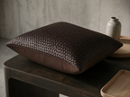 Monocheck Vegan Leather Cushion Cover - 18X18