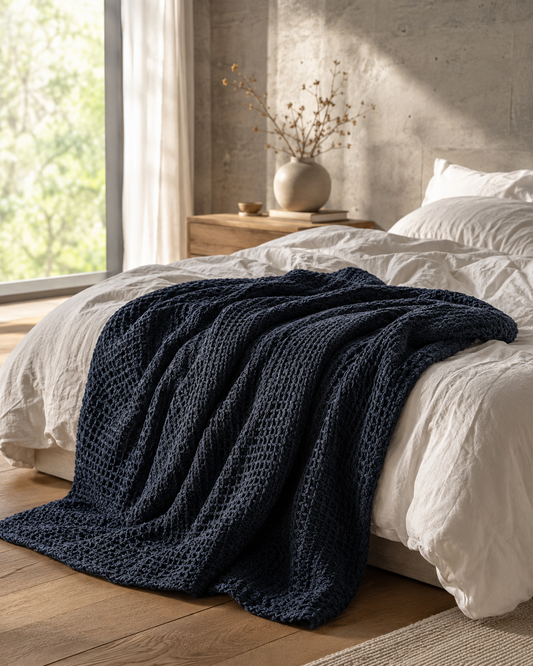 Ink Waffle Blanket - King