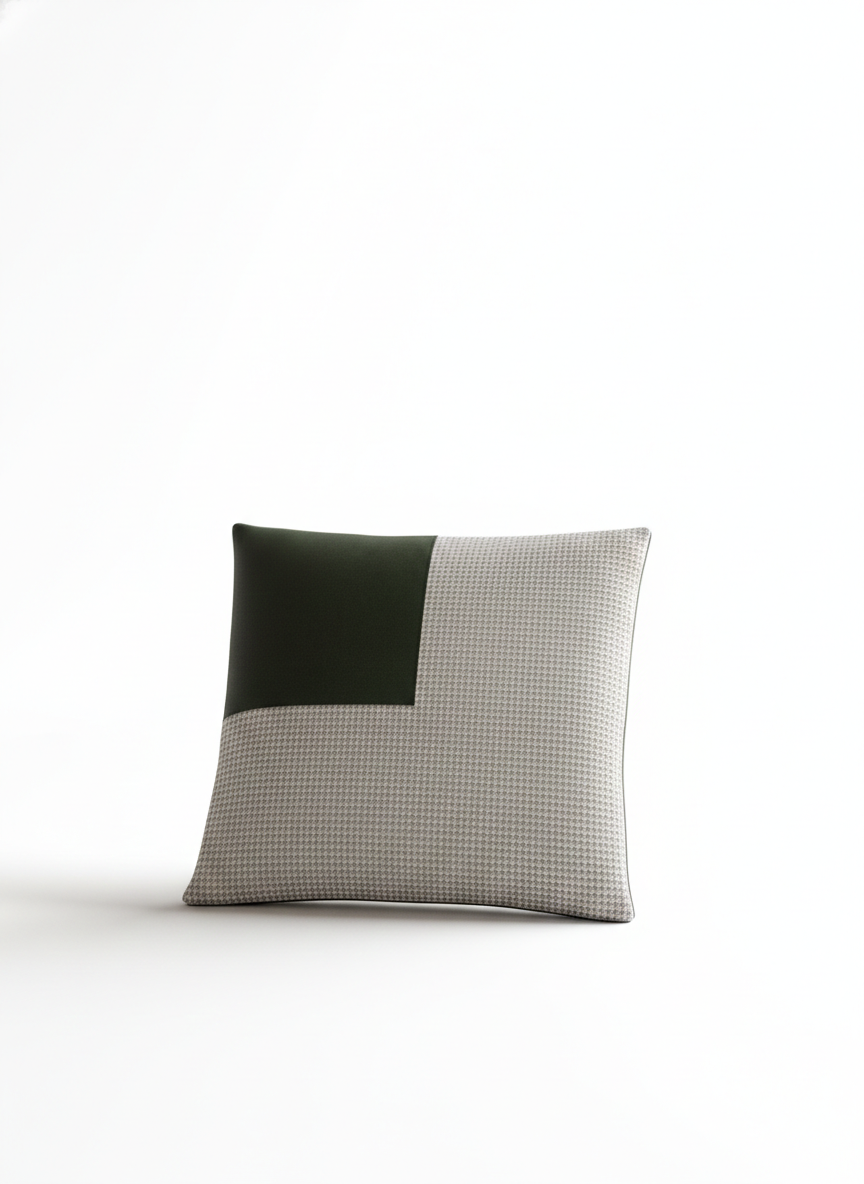 Olive Suede & Houndstooth Cushion Cover - Premium Home Decor by Moraari
