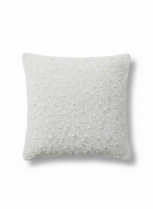 Ivory Pearl-Beaded Cushion Cover - Premium Home Decor by Moraari