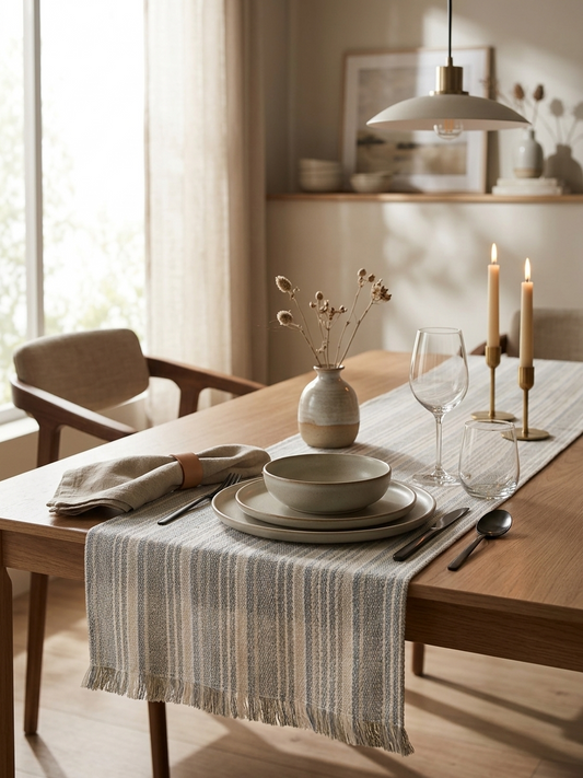 Nordic Frost Woven Table Runner - 6 Seater