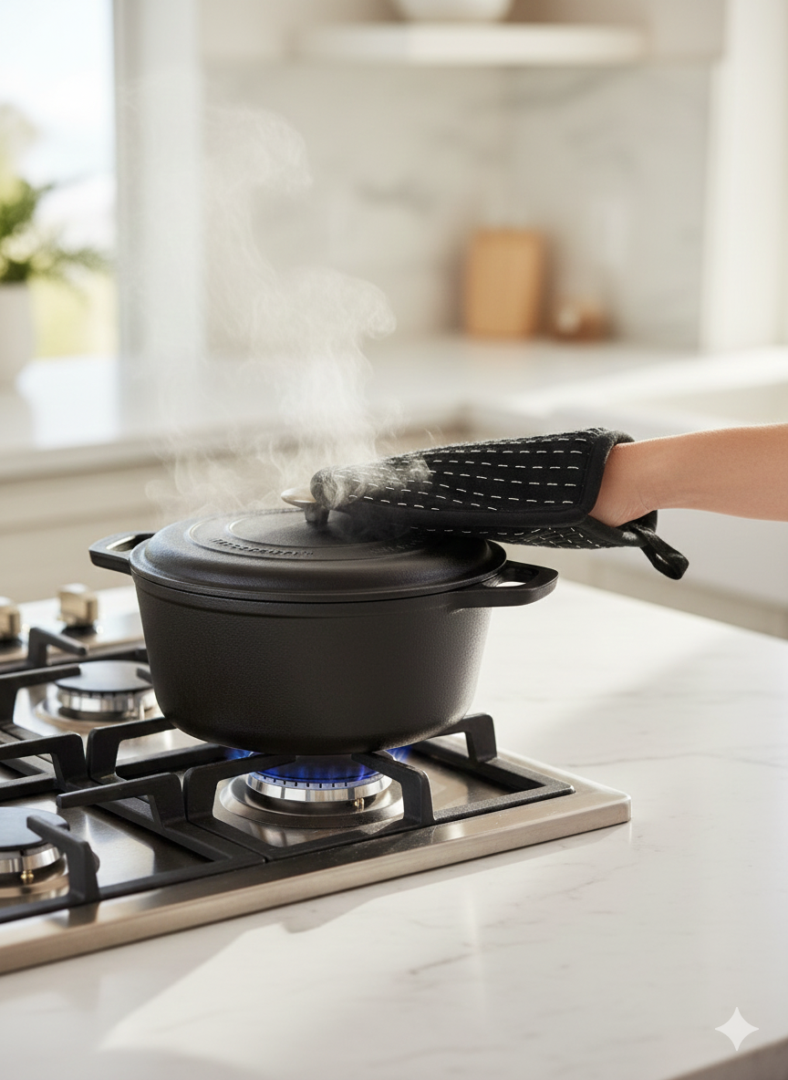 Monochrome Lattice Oven Mitt & Pot Holder Set