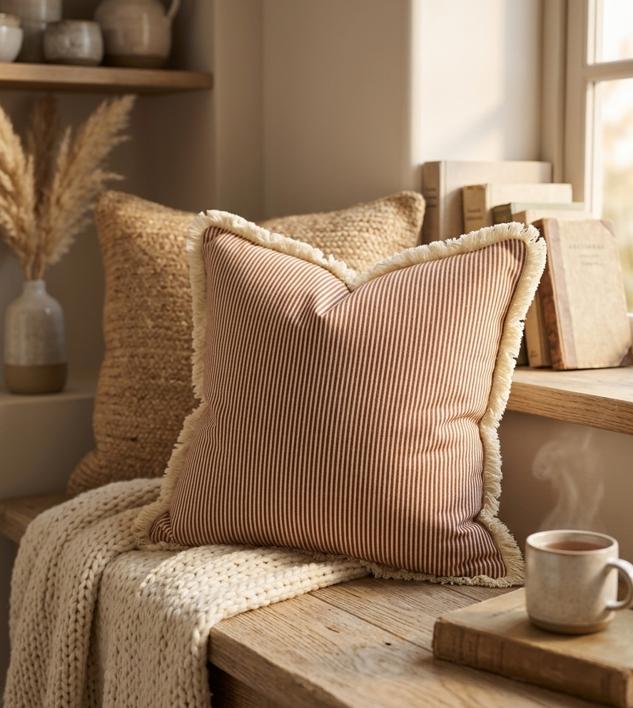 Zinnia Fringe Reversible Cushion Cover