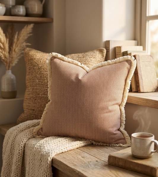 Zinnia Fringe Reversible Cushion Cover
