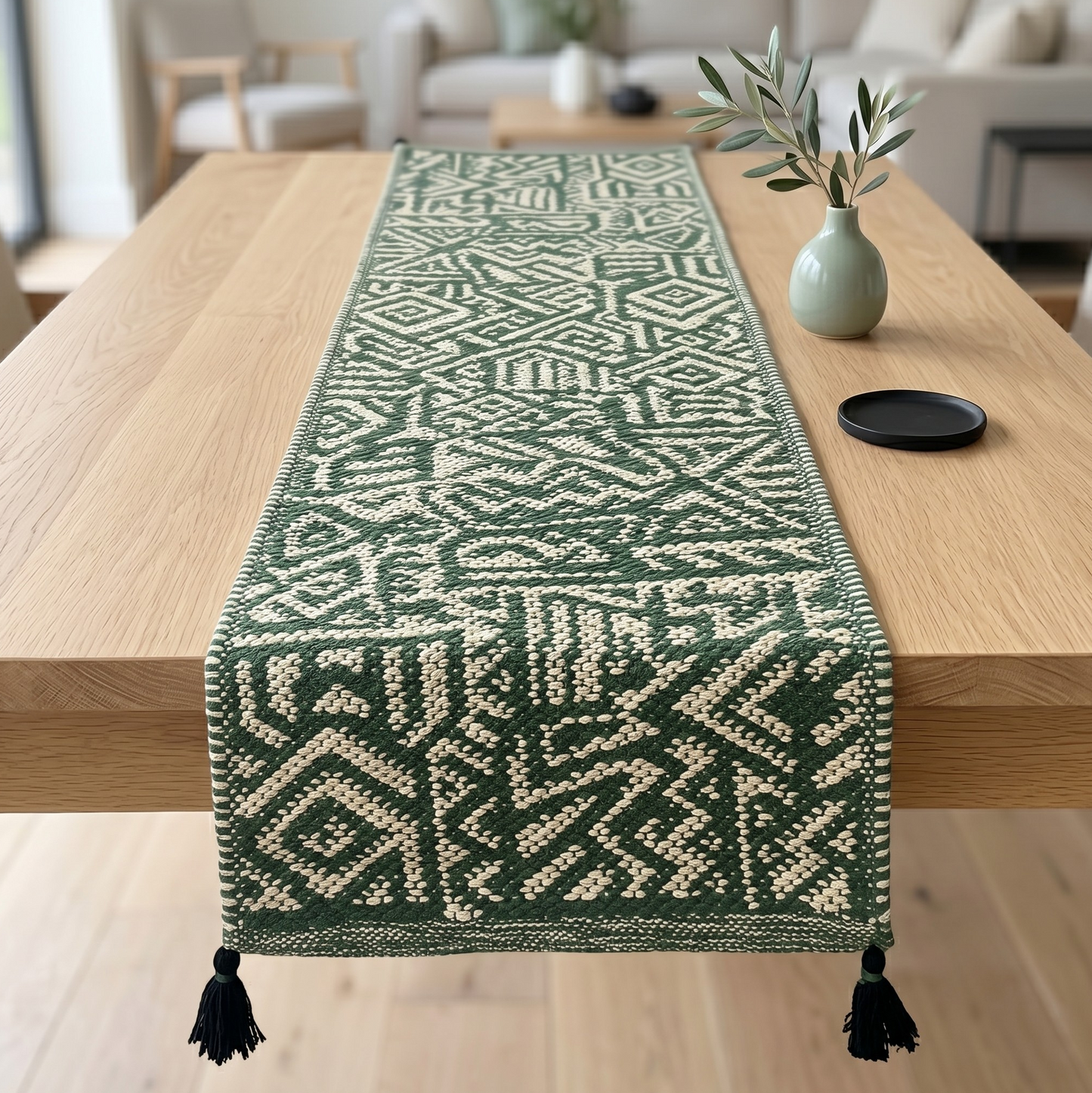 Sage Geometry Table Runner - 6 Seater