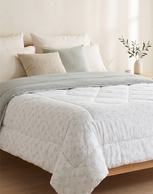 Grey Bows Reversible Quilt - King