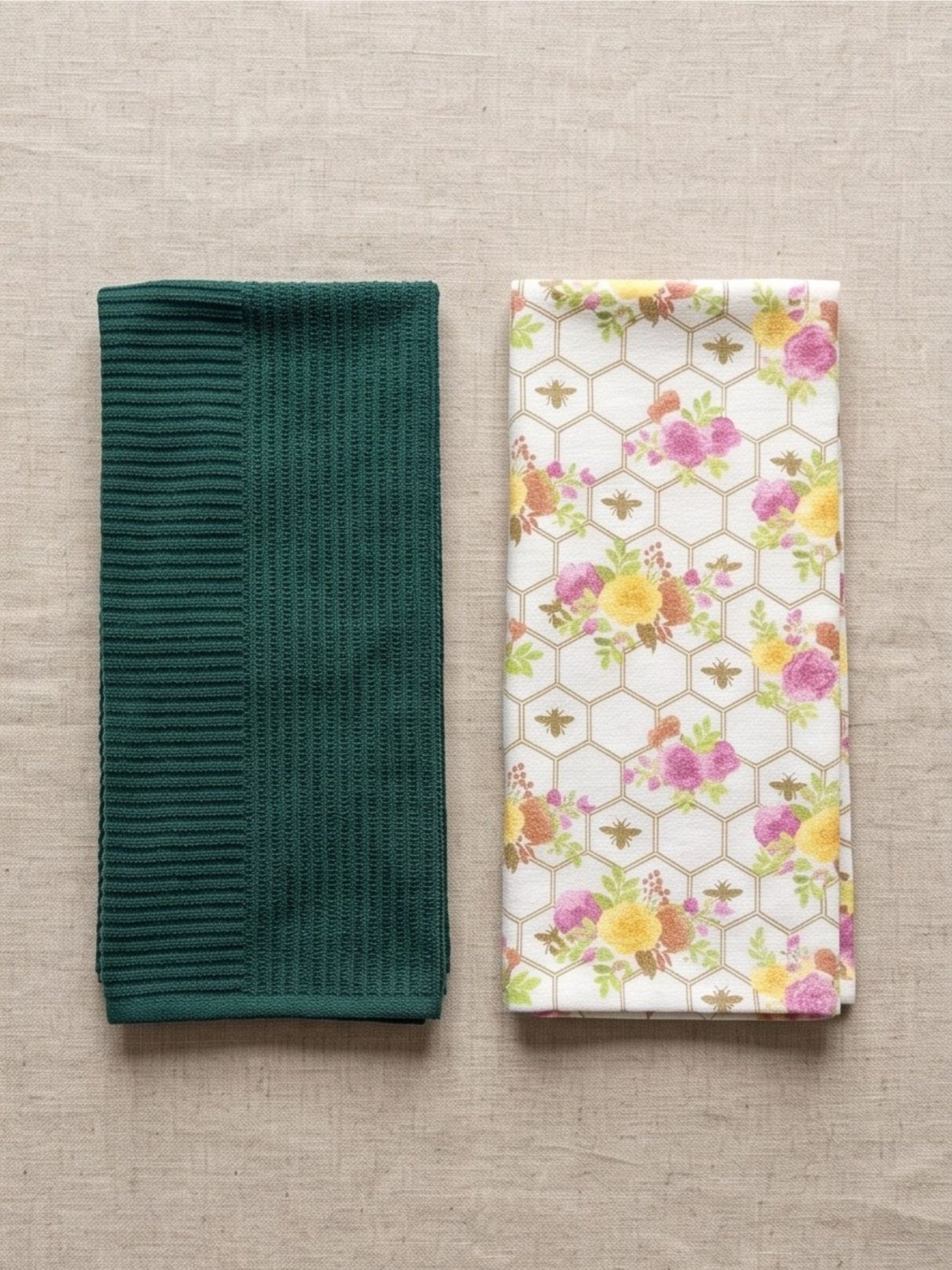 Honeycomb & Emerald Kitchen Towel - Set of 2 top view