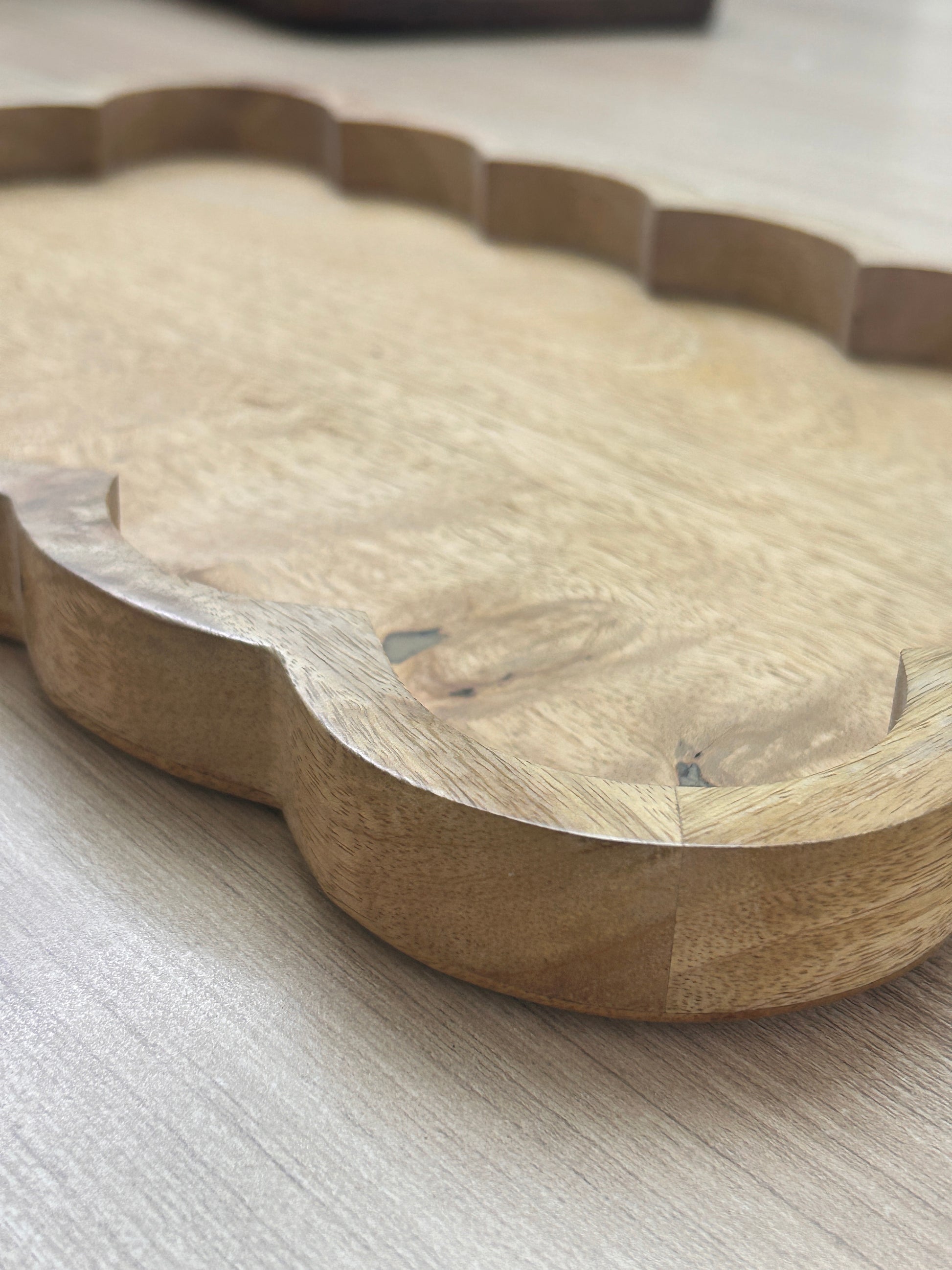 Amalfi Scalloped Mango Wood Tray side view