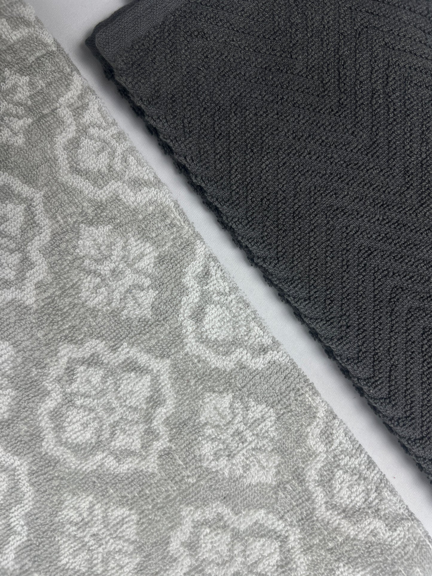 Grey Medallion & Chevron Hand Towel - Set of 2