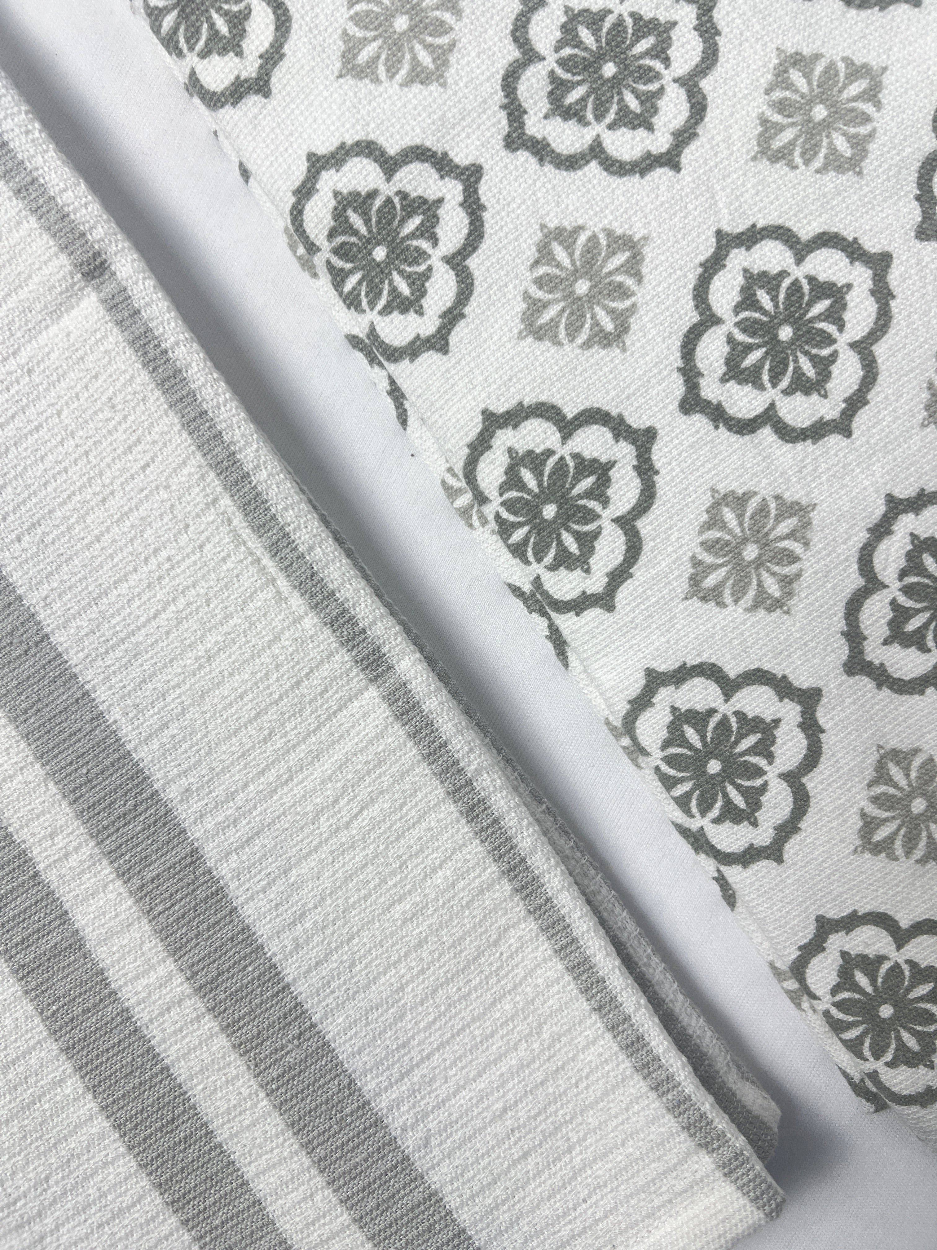 Lumina Floral & Stripe Hand Towel - Set of 2 - Premium Home Decor by Moraari