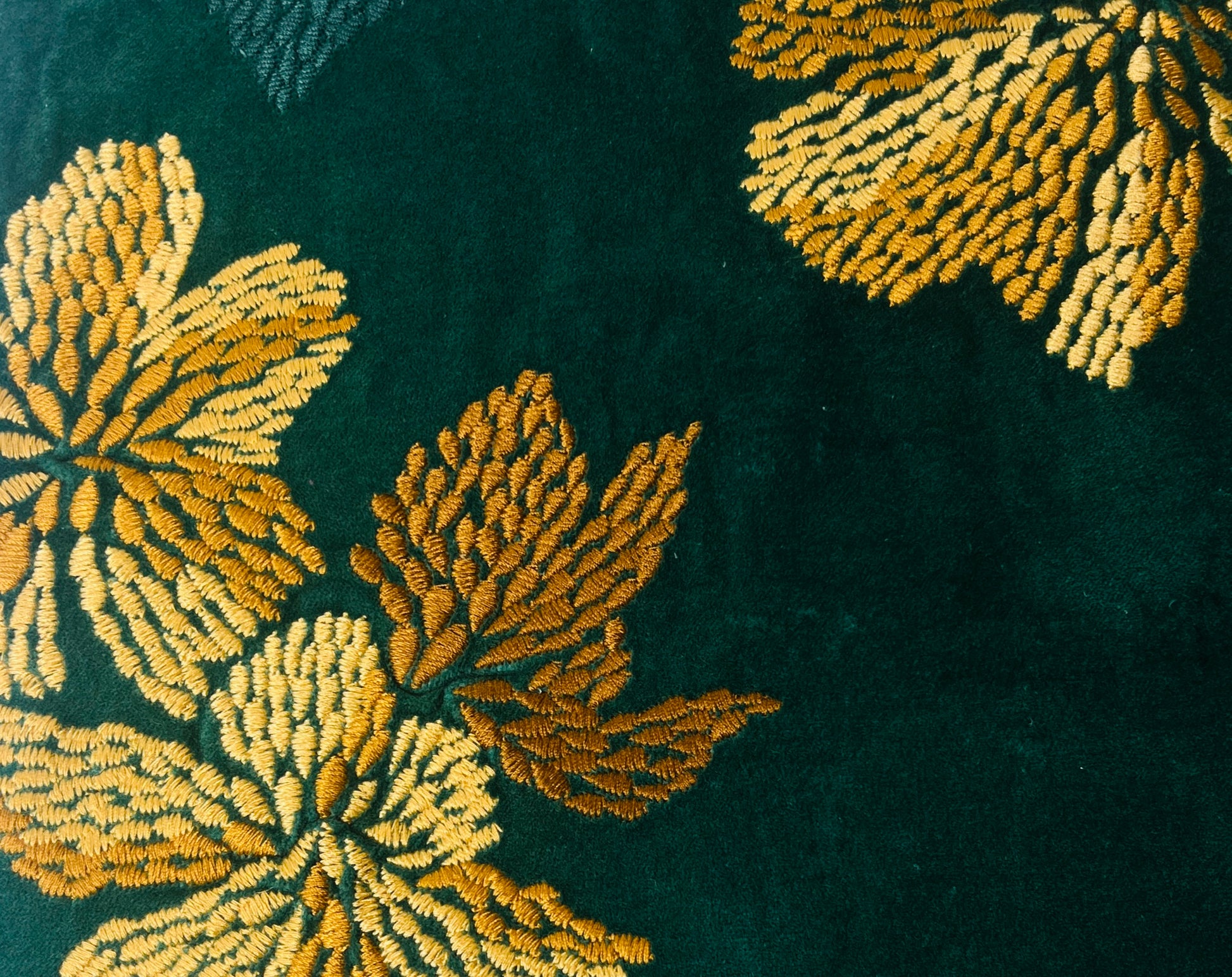 Emerald Gilded-Leaf Cushion Cover - Premium Home Decor by Moraari