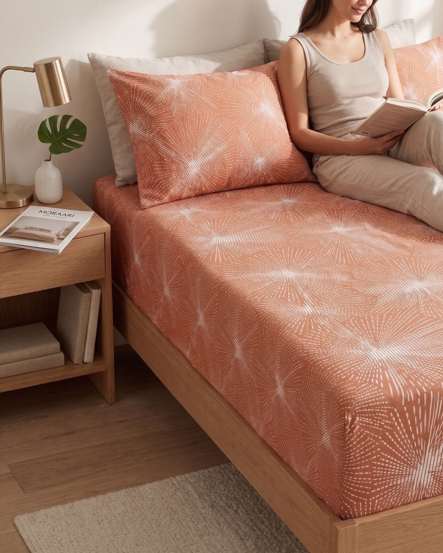 Kiran Burst Fitted Bedsheet - 400 TC - Double Bed