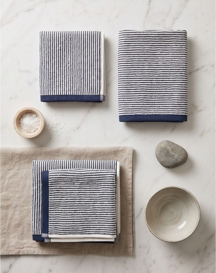 Marina Stripe Towel Set - 1 Bath, 1 Hand, 1 Face