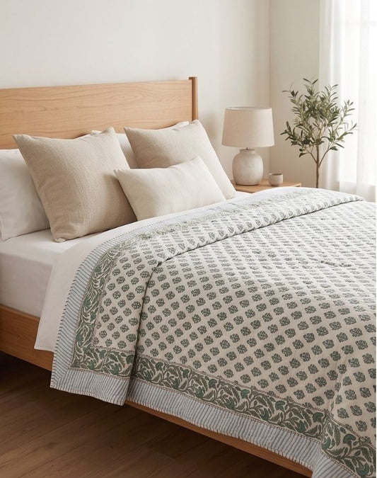Mughal Buta AC Quilt - Mulmul bedroom view