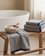 Navy Stripe Face Towel - Set of 4