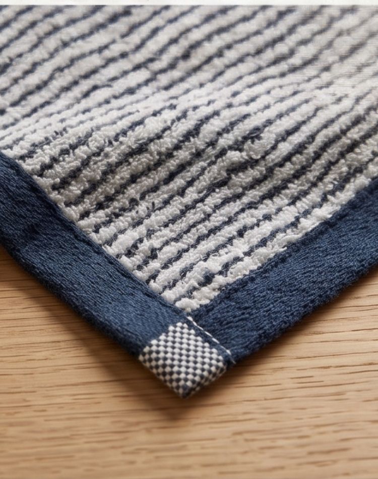 Navy Stripe Face Towel - Set of 4