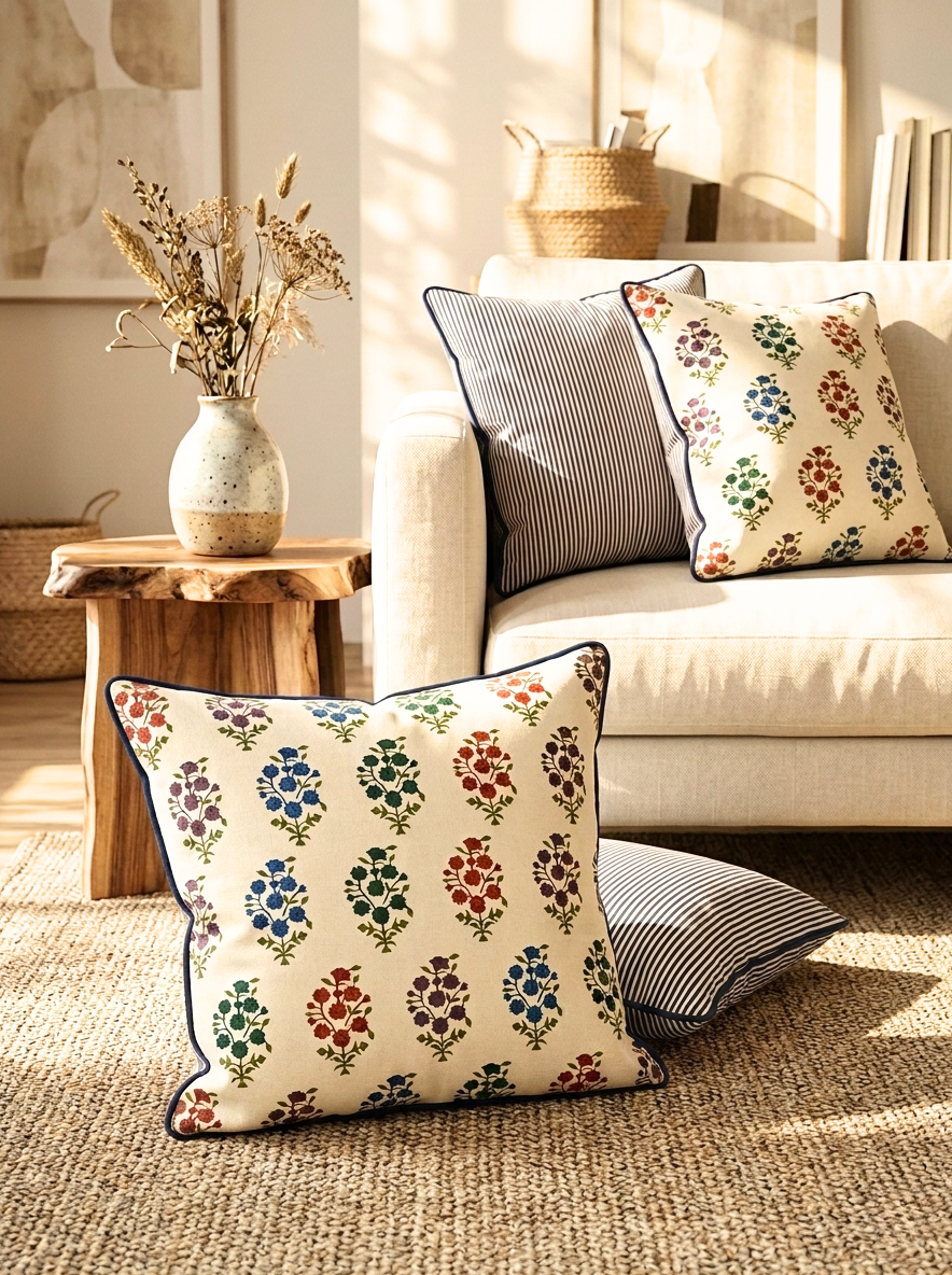 Neelpushp Reversible Cotton Cushion - 18X18