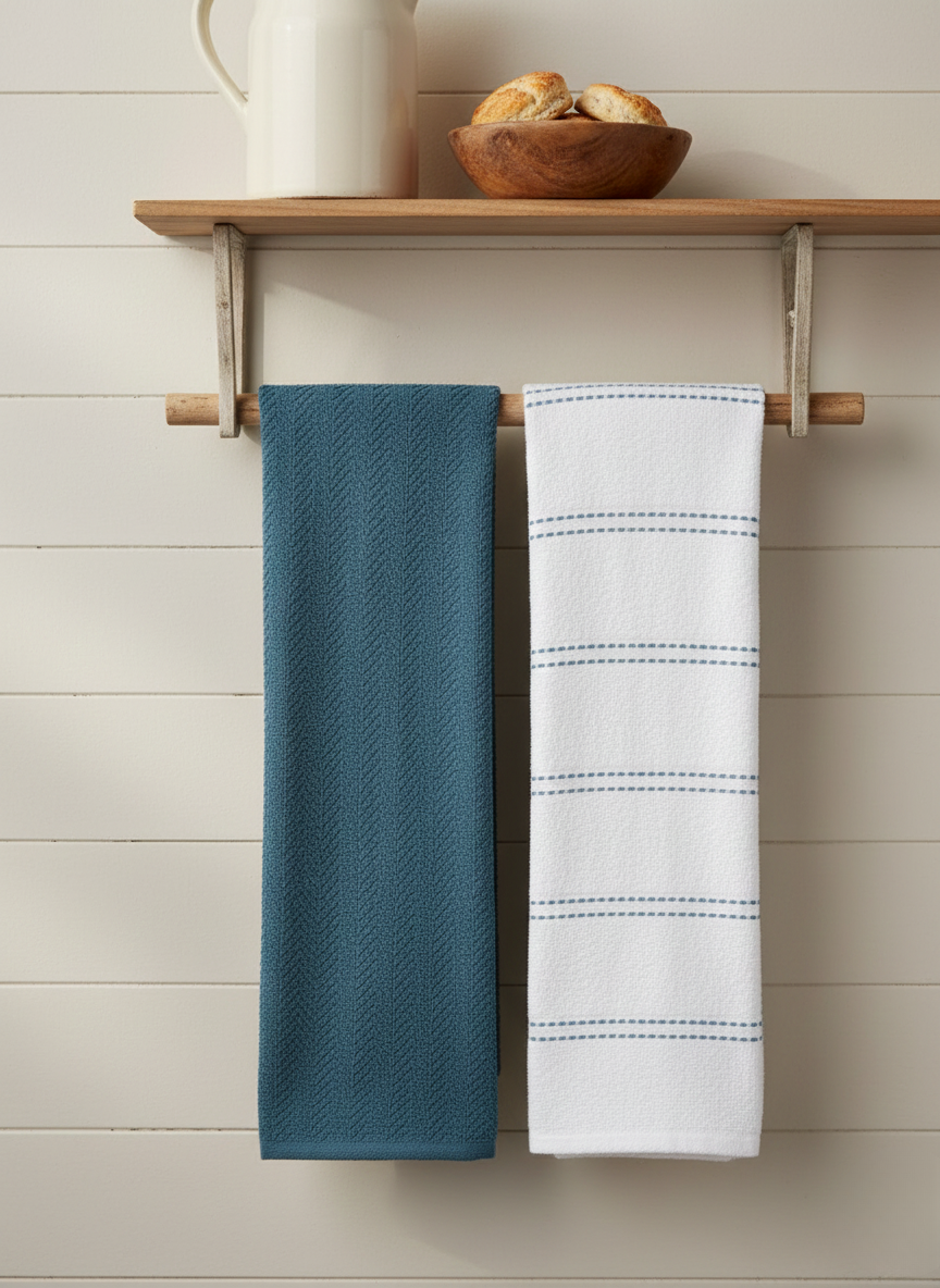 Oceanic Chevron & Dash Hand Towel - front view