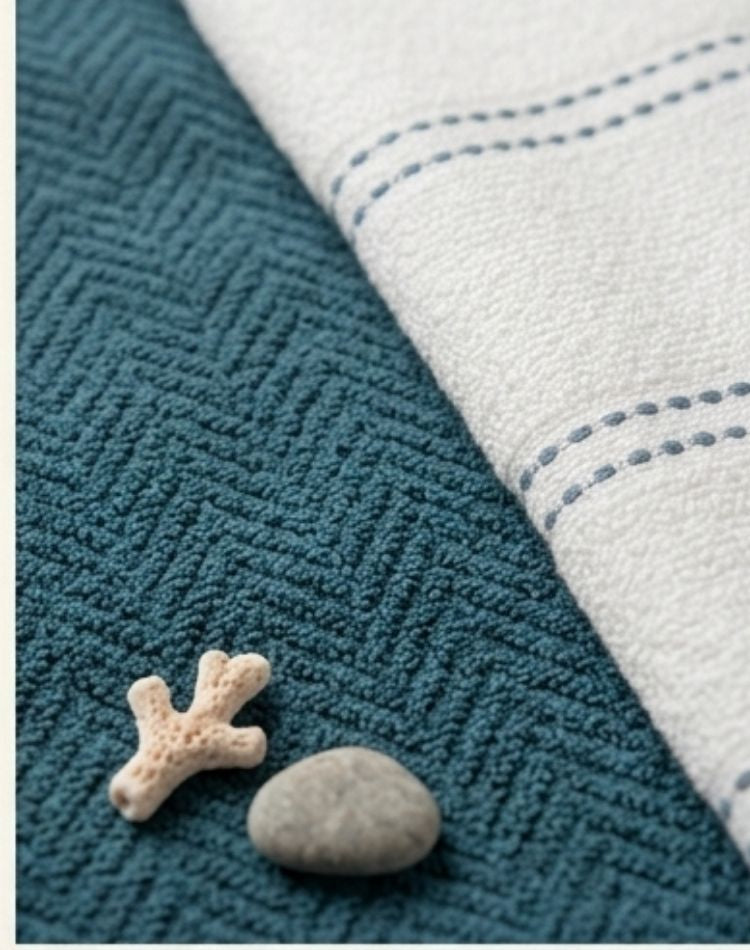 Oceanic Chevron & Dash Hand Towel - closeup