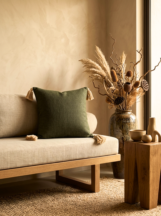 Olive Cotton Cushion Cover