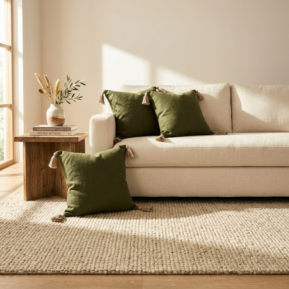 Olive Cotton Cushion Cover