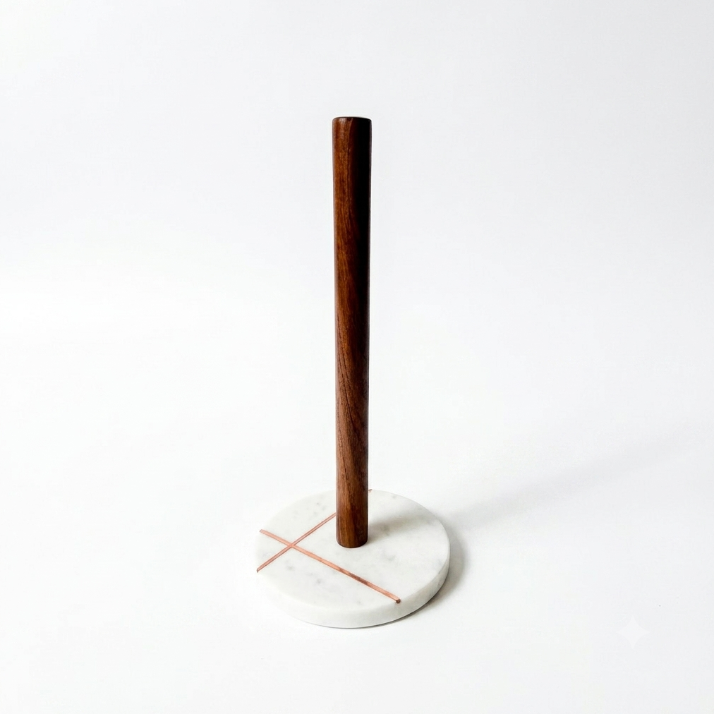Stambha Marble & Wood Paper Towel Holder