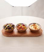 Zuri 3-Bowl Snack Platter - Mango Wood