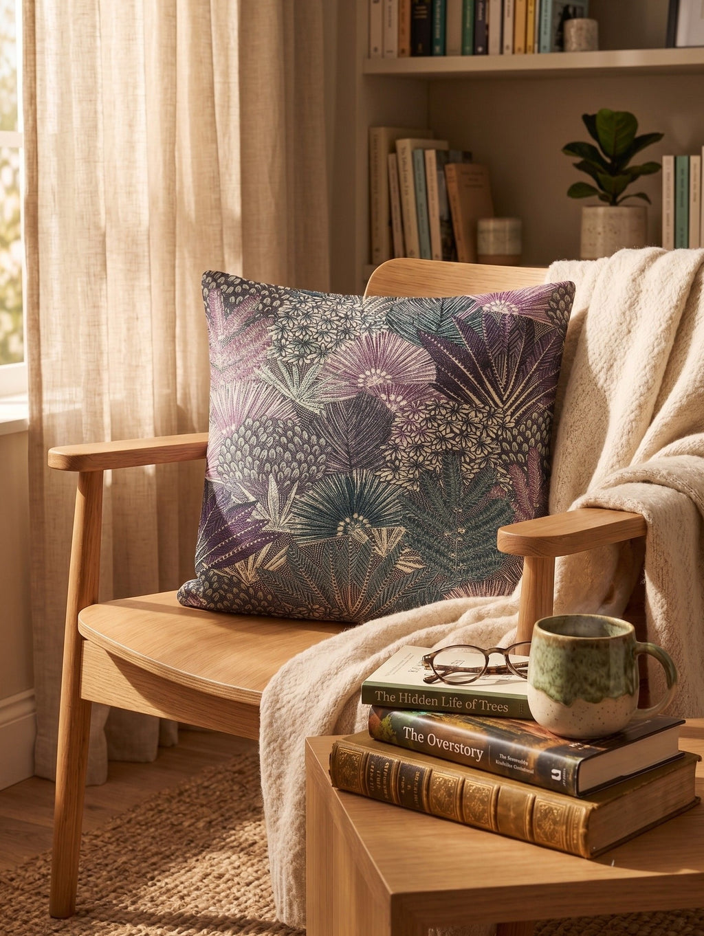 Plum Botanical Cushion Cover - 16X16