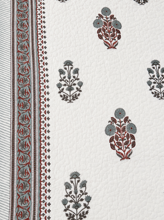 Slate Poppy Reversible AC Quilt - Mulmul - King