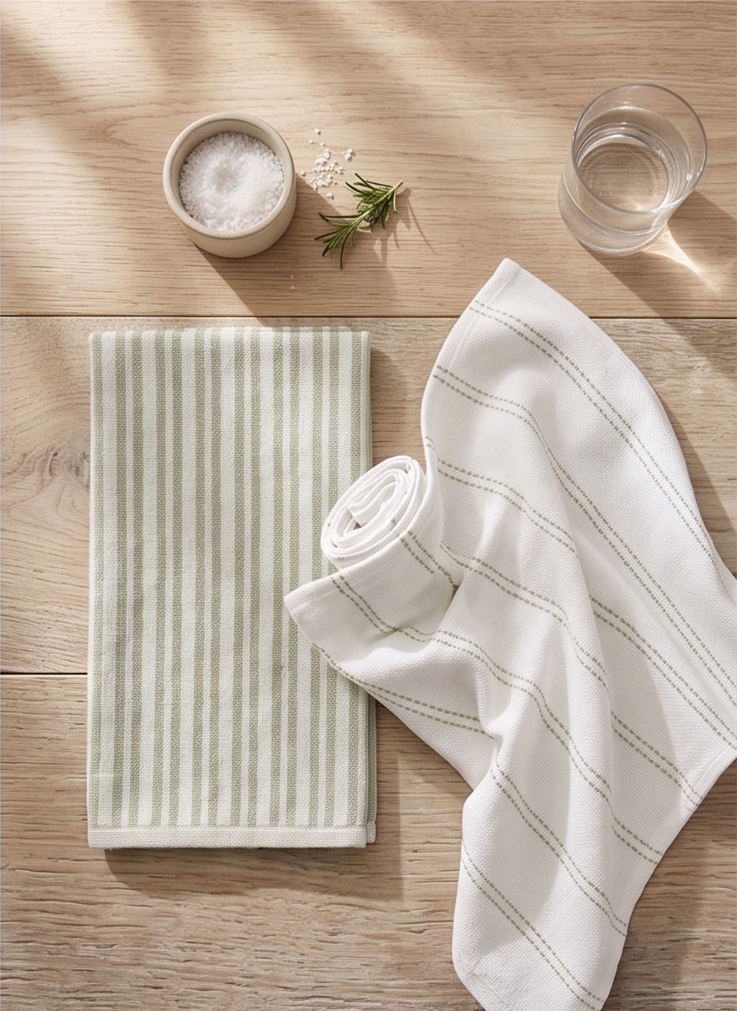Sage & Ivory Linear Hand Towel - Set of 2 top view