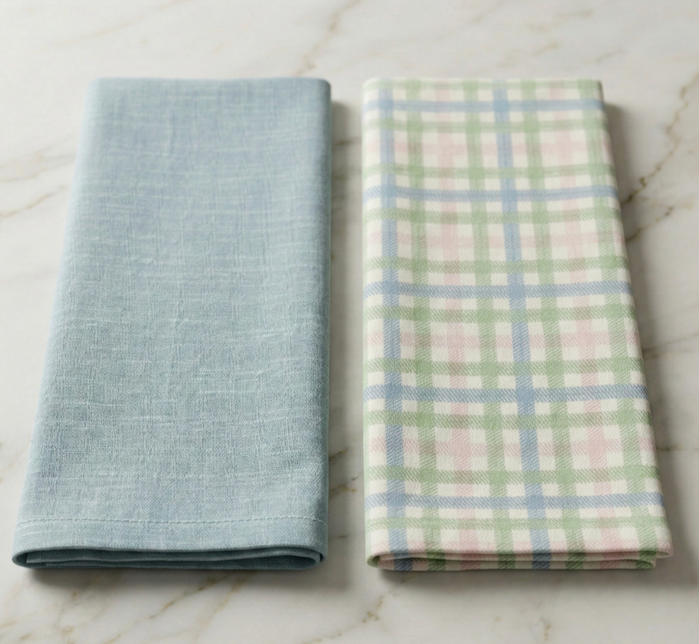 Mist Check Kitchen Towel - Set of 2 - Premium Home Decor by Moraari