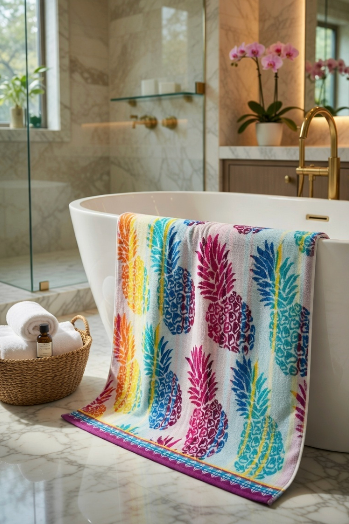 Ananas Jacquard Bath Towel - Premium Home Decor by Moraari