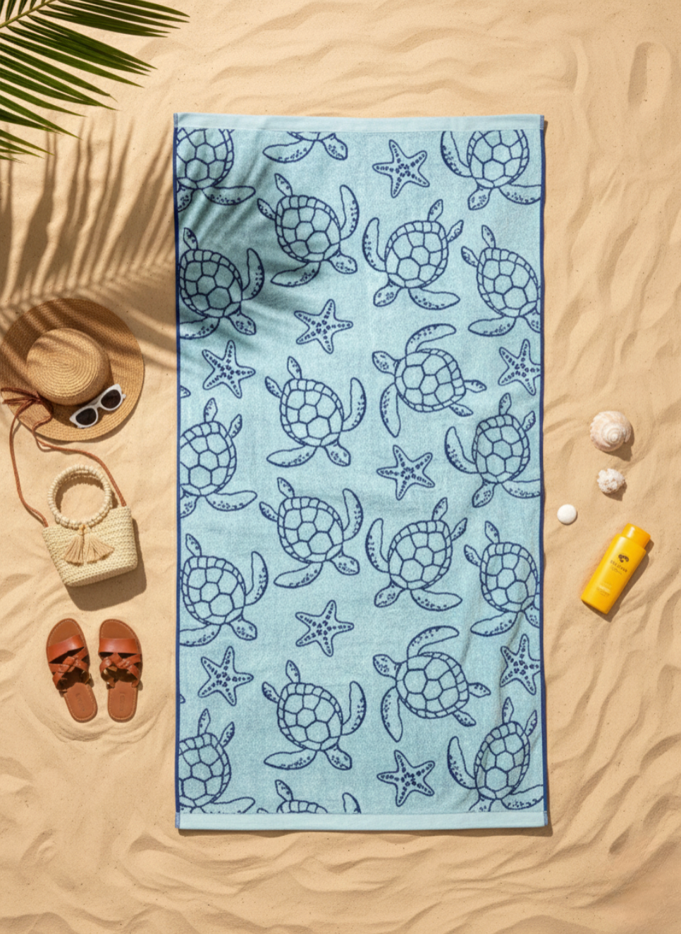 Sapphire Turtle Beach Towel - Premium Home Decor by Moraari